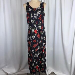 JR Bentley Smocked Maxi Dress 90s Y2K Vintage Sz 8 Button Front Floral EUC